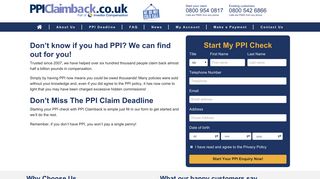 PPI Claimback: Homepage
