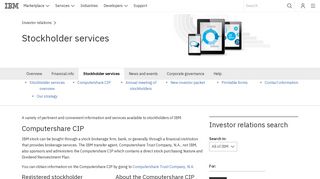 IBM Investor relations - Stockholder services