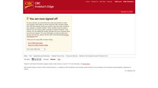 CIBC Online Brokerage - You are now signed off