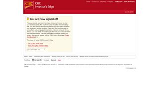 CIBC Online Brokerage - You are now signed off