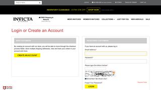 Login or Create an Account - Invicta Stores