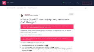 InVision Cloud V7: How do I sign in to InVision via Craft Manager ...