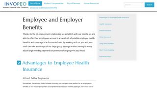 Employee and Employer Benefits - INVO PEO