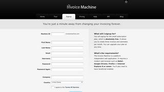 The Invoice Machine | Signup For Your Free Account