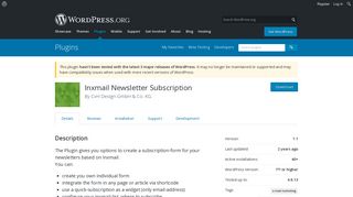 Inxmail Newsletter Subscription | WordPress.org