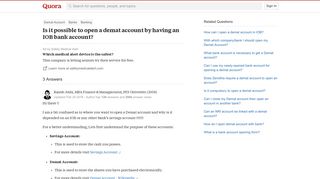 Is it possible to open a demat account by having an IOB bank ...