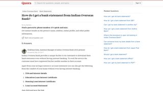 How to get a bank statement from Indian Overseas Bank - Quora