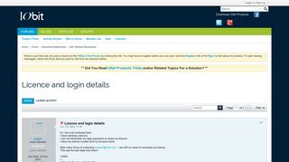 Licence and login details - IObit.Com Forums