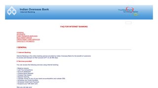 Faqs for Internet Banking - IOB