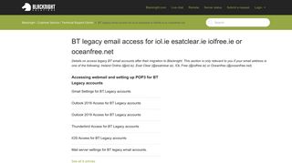BT legacy email access for iol.ie esatclear.ie iolfree.ie or oceanfree.net ...