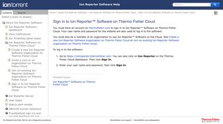 Sign in to Ion Reporter Software on Thermo Fisher Cloud