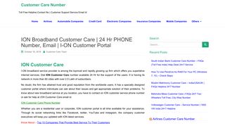 ION Broadband Customer Care | 24 Hr PHONE Number, Email | I-ON ...