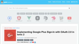 Implementing Google Plus Sign-In with OAuth 2.0 in Ionic 2 - joshmorony