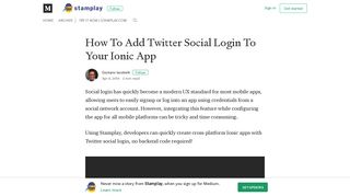 How To Add Twitter Social Login To Your Ionic App – Stamplay
