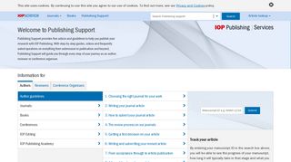 Publishing Support: Home - IOPscience