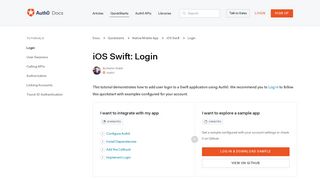 Auth0 iOS Swift SDK Quickstarts: Login