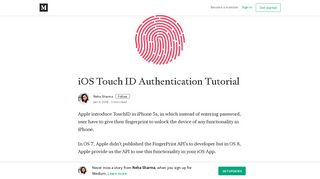 iOS Touch ID Authentication Tutorial – Neha Sharma – Medium