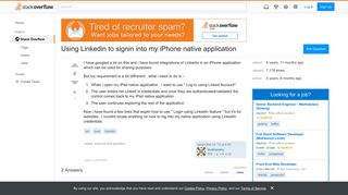 Using Linkedin to signin into my iPhone native application - Stack ...