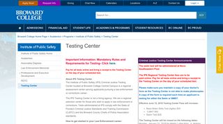 Institute of Public Safety | Testing Center - Broward College