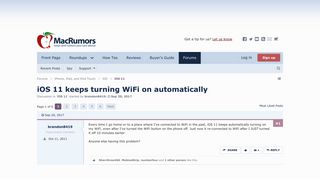 iOS 11 keeps turning WiFi on automatically | MacRumors Forums