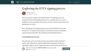 Exploring the IOTA signing process – IOTA Demystified – Medium