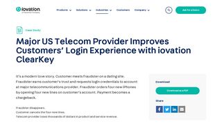 Major US Telecom Provider Improves Customers' Login ... - Iovation
