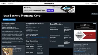 Iowa Bankers Mortgage Corp: Company Profile - Bloomberg