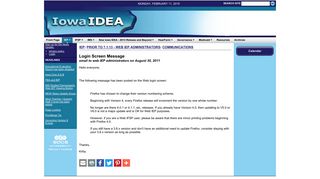 Iowa IDEA - Login Screen Message