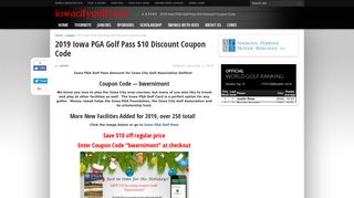 2019 Iowa PGA Golf Pass $10 Discount Coupon Code - Iowa City Golf ...