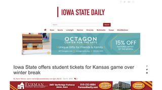 Iowa State offers student tickets for Kansas game over winter break ...
