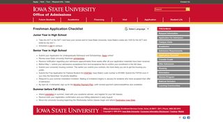 Freshman Application Checklist | Iowa State University Admissions