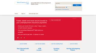 Iowa Workforce Development Debit Card - Home Page - BankofAmerica