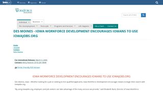 Des Moines - Iowa Workforce Development Encourages Iowans to use ...