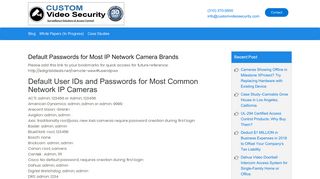Default Passwords for Most IP Network Camera Brands - case-studies