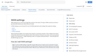 WAN settings - Google Wifi Help - Google Support
