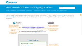How can I check if a user's traffic is going to Zscaler? | Zscaler
