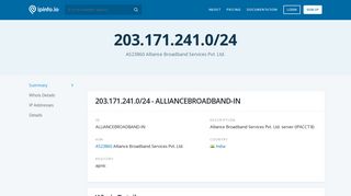 203.171.241.0/24 Netblock Details - Alliance Broadband Services Pvt ...