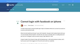 Solved: Cannot login with facebook on iphone - The Spotify Community