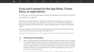 If you can't connect to the App Store, iTunes Store, or ... - Apple Support