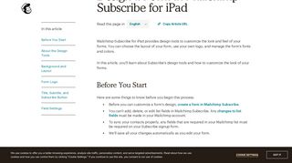 Design a Form in Mailchimp Subscribe for iPad