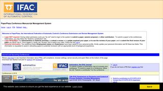 Start Page of the Conference Management System
