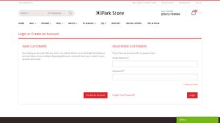 iPark Store | Customer Login