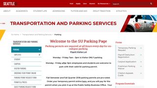 Parking - Transportation and Parking Services - Seattle University
