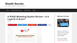 A iPAS2 Marketing System Review – Is It Legit Or A Scam? | Stealth ...