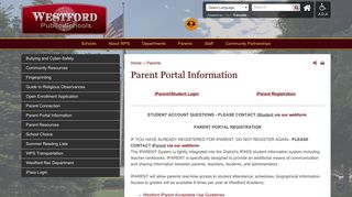Parent Portal Information | Westford Public Schools