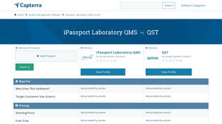 iPassport Laboratory QMS vs QST - 2018 Feature and Pricing ...