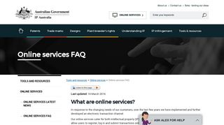 Online services FAQ | IP Australia