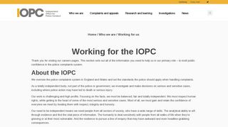 Working for the IOPC | Independent Office for Police Conduct