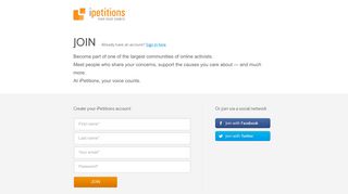 Join | iPetitions