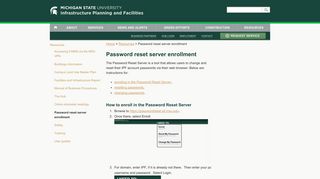 Password reset server enrollment - Infrastructure Planning and Facilities